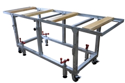 Adjustable Height Work Table Fabrication, 27" Galvanized Granite Work Table, Wood Insert Work Table, Wood Work Table, Quartz Work Table Part # 148985