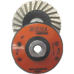 Part#  50251 Weha 4" Rubber Diamond Cup wheel - Medium grit