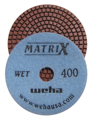 4" Matrix 7 Step Diamond Polishing Pads Wet 400 grit, production shop granite pads part # 50404
