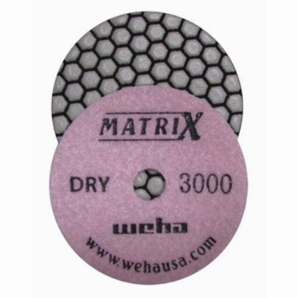4" Honeycomb Matte Finish Dry Diamond Polishing Pads for Granite, Marble, 3000 grit part # 50414