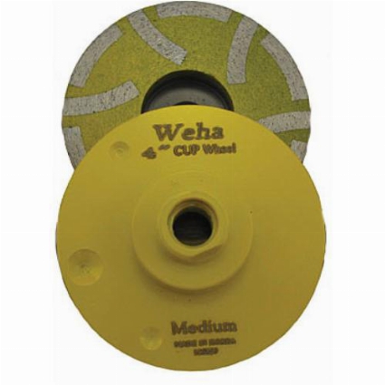 Weha 4" Resin Filled Diamond Cup wheel, Medium, Granite Cup Wheel Part# 7681